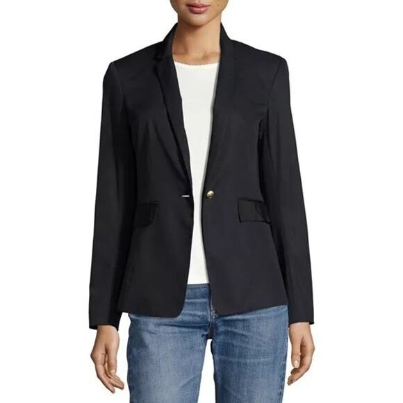 Rag & Bone Blazer‎ Windsor Cotton Jacket Women's Size 10 Navy Blue Black - Picture 1 of 8